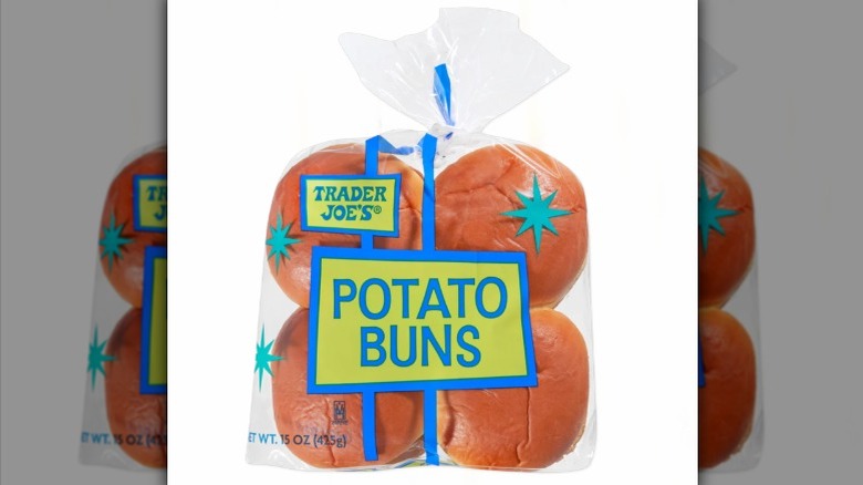 Trader Joe's potato buns in package on white background