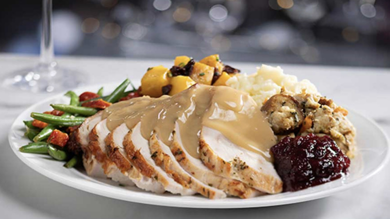 Plate of Thanksgiving dinner at Eddie V's