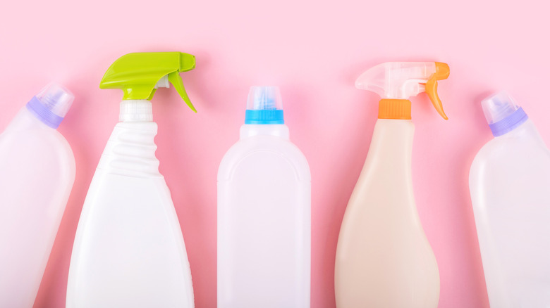 A variety of spray bottles