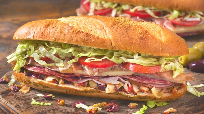 Italian sub sandwiches on table