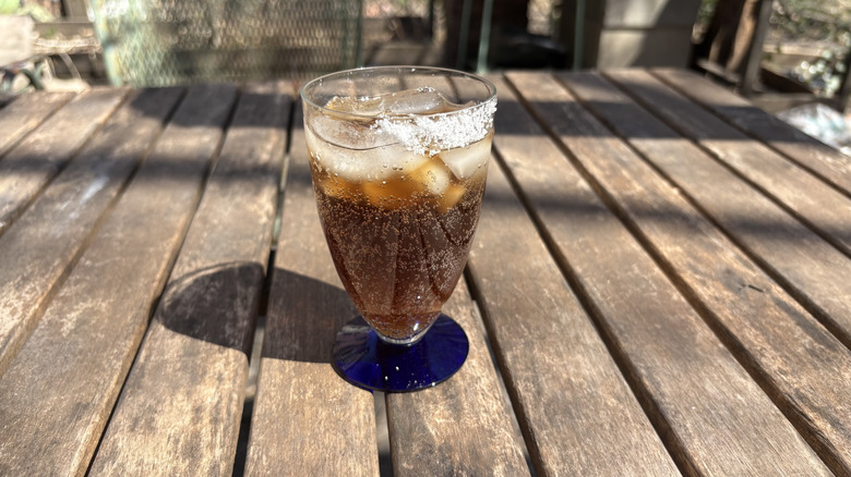 Coca-Cola and ginger beer with salted rim