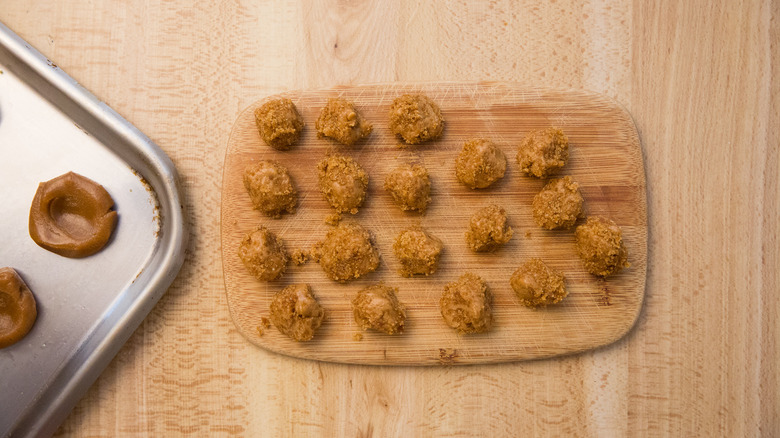 cookie dough balls on board