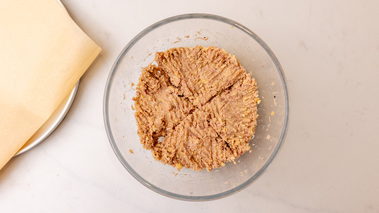 tuna patty mixture in bowl