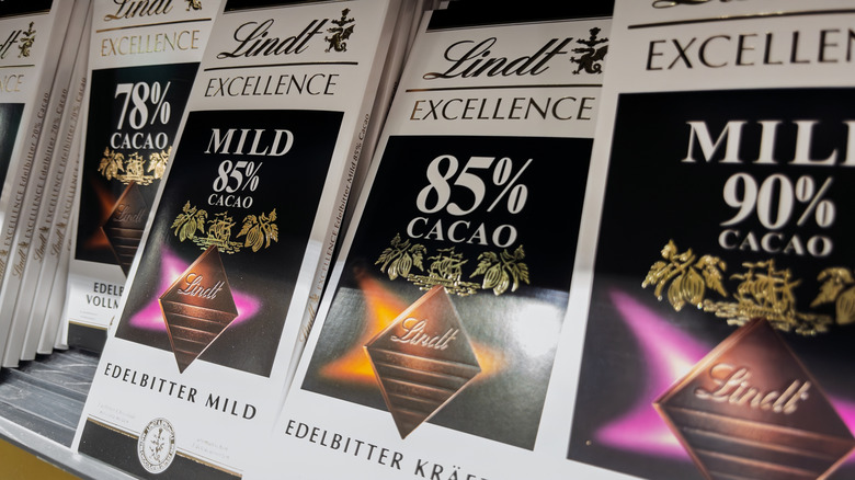 Lindt Excellence Chocolate Bars Displayed on grocery store shelf