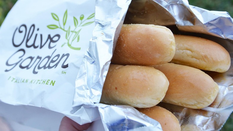 Close up of breadsticks in a bag