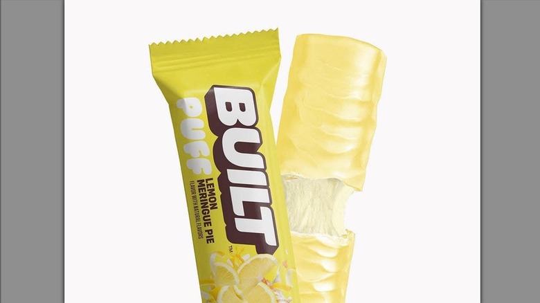 Lemon meringue Built Bar Puff on white background