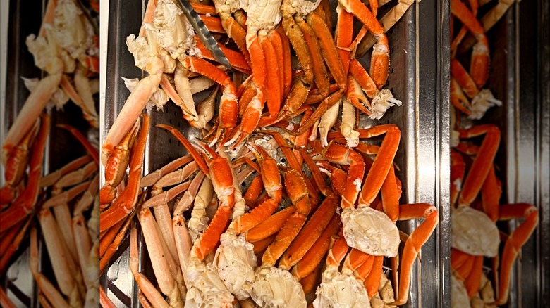 Tray full of crab legs at Captain George's Seafood Restaurant