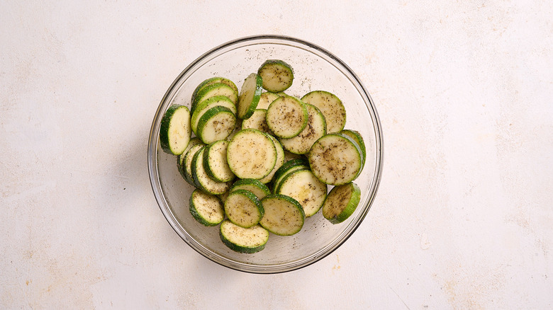 zucchini slices in a bowl