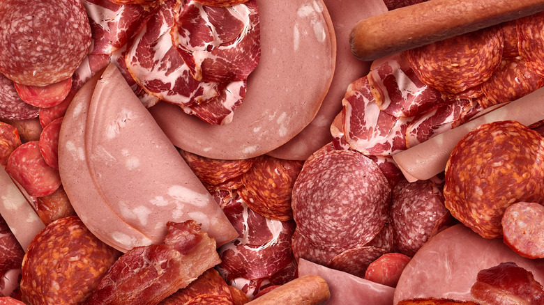 Various deli meats background