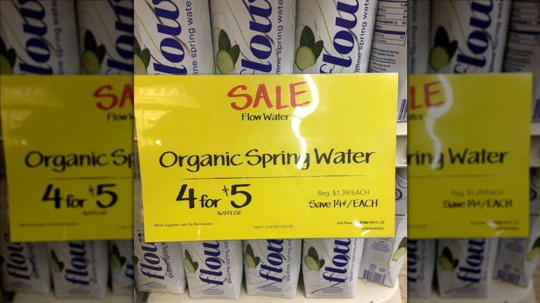 Sign for organic spring water