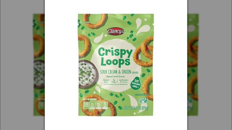 Green bag of Clancy's Gluten Free Sour Cream & Onion Crispy Loops