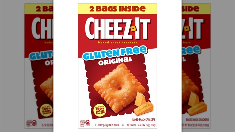 White and red box of Gluten-Free Cheez-It snack crackers