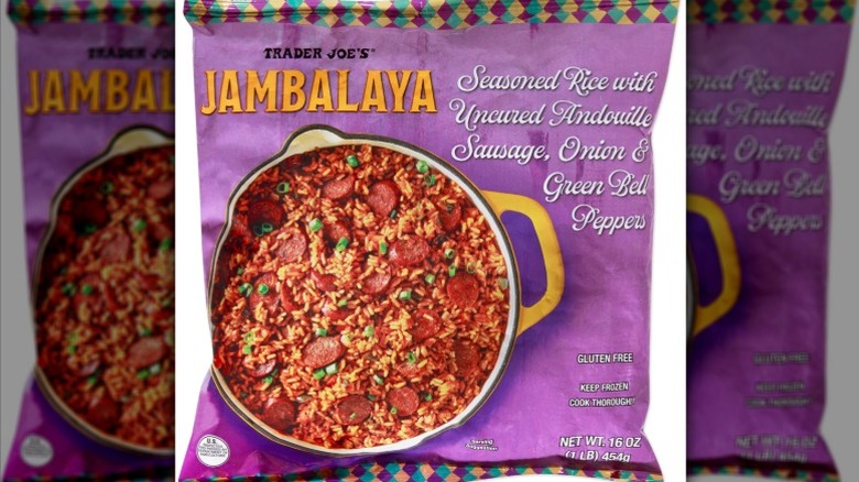 Trader Joe's Jambalaya in bag on a white background