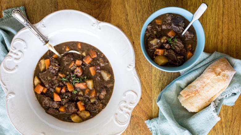 bowls of beef stew