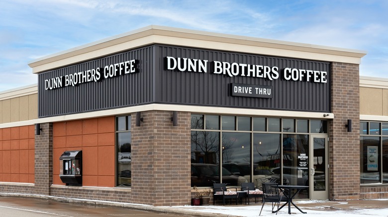Dunn Brothers Coffee exterior on snowy day