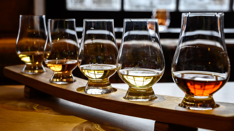 tasting glasses with Scotch whisky
