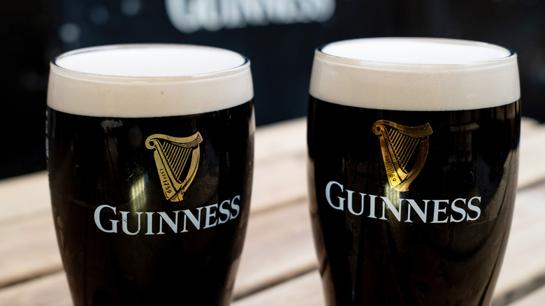 Pints of Guinness side by side