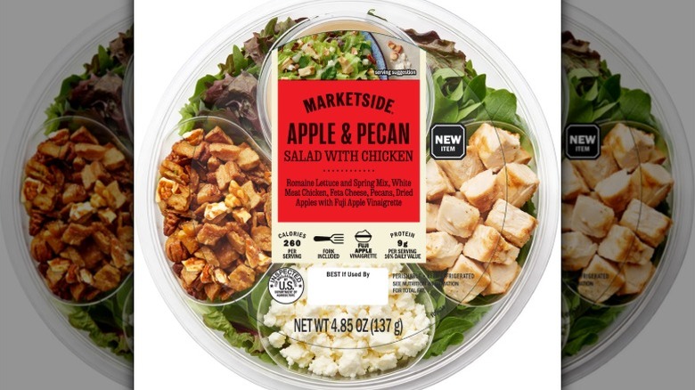 Plastic bowl of Marketside Apple & Pecan Salad with Chicken