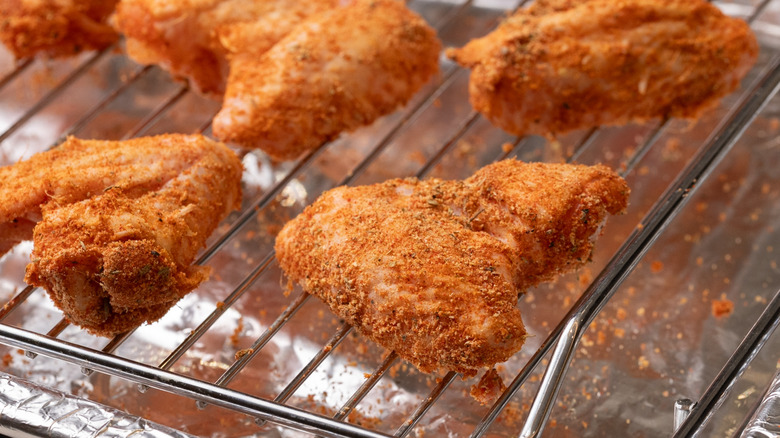 chicken wing on baking sheet