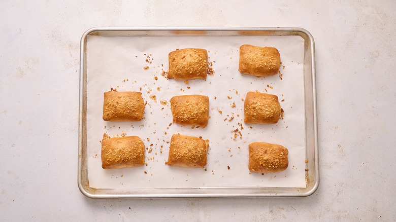 baked chicken pillows on sheet tray