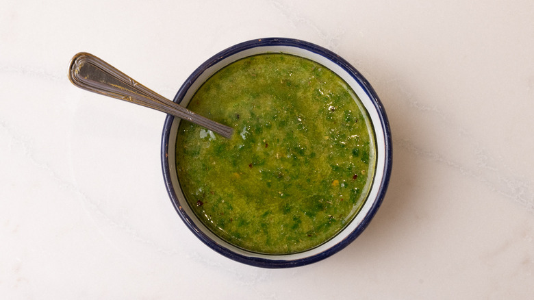 homemade chimichurri in a bowl
