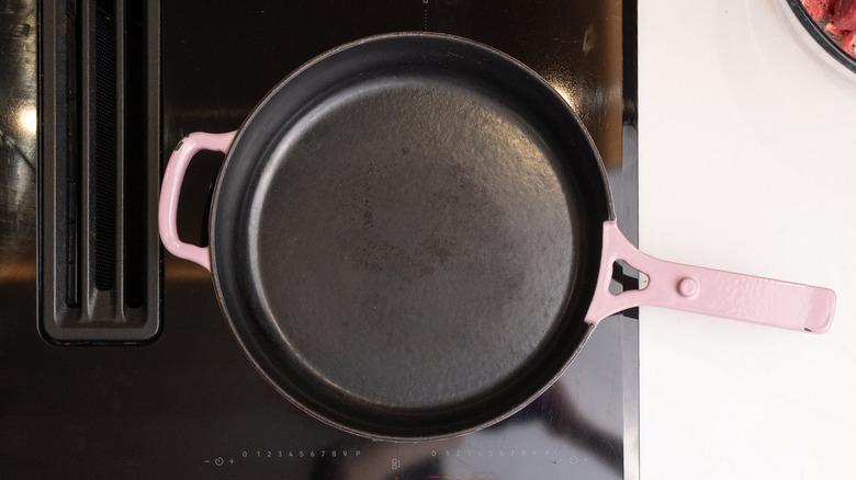 pan heating on a hob