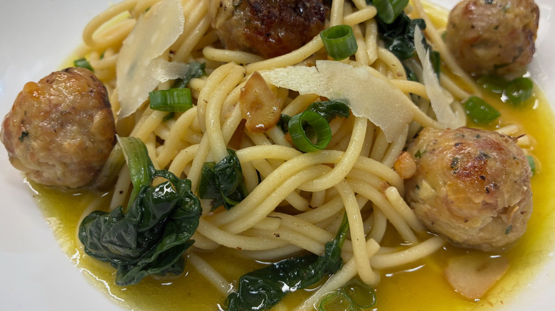 Spaghetti with chicken balls at Ralph's Italian Restaurant
