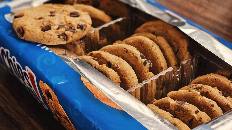 Close-up of an open packaged of Chips Ahoy! cookies