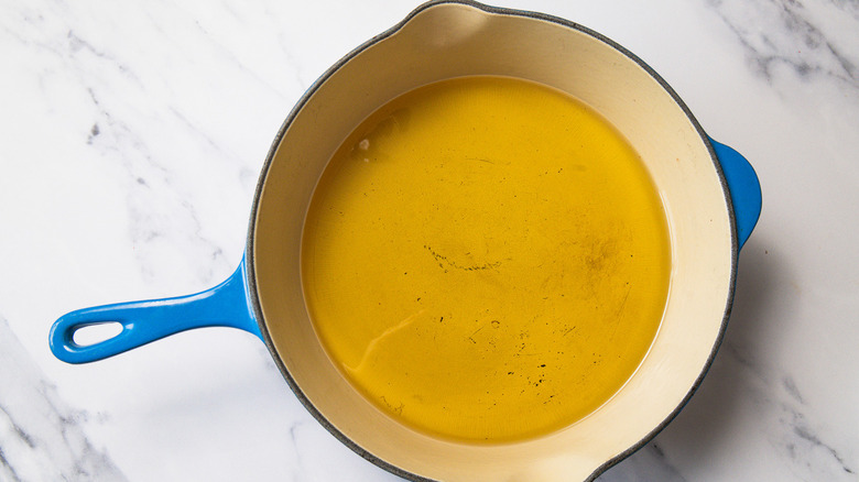 Pan with hot oil.