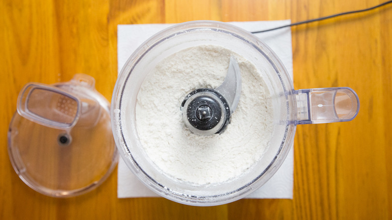 flour in food processor bowl