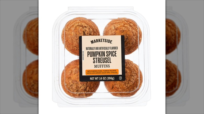 A four pack of the Marketside Pumpkin Spice Streusel Muffins