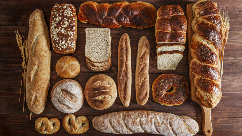 Assorted types of breads