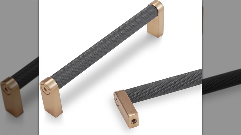 black with champagne metal cabinet handles