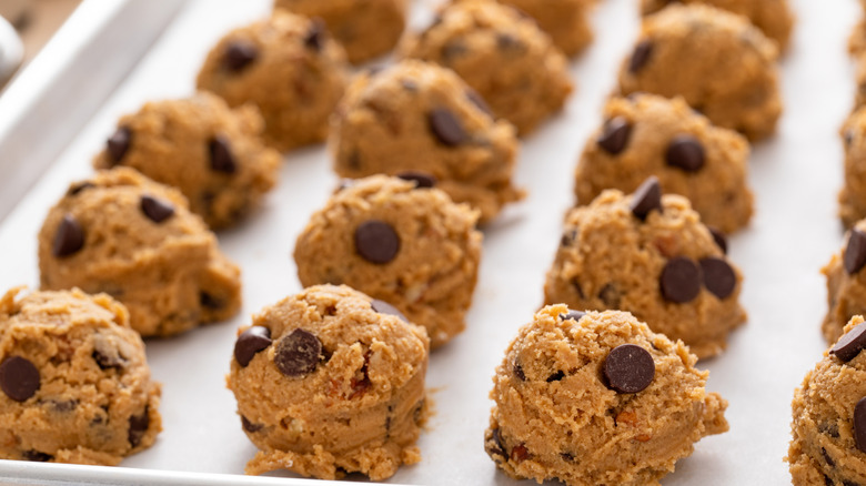 cookie dough on a baking tray