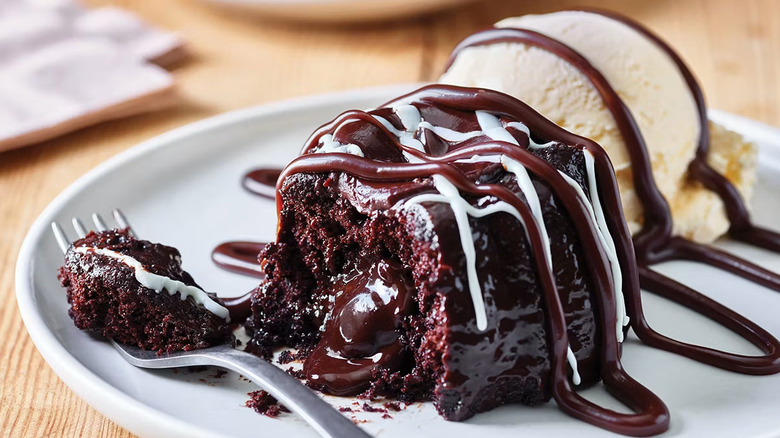Close-up of a Triple Chocolate Meltdown from Applebee's on a plate.