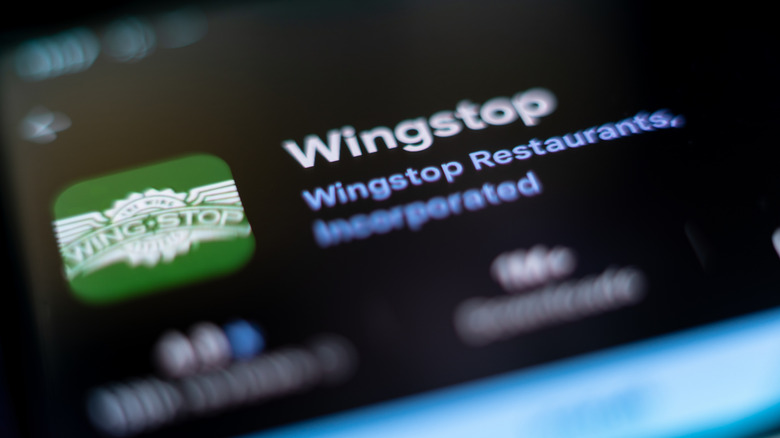 view of Wingstop app on phone