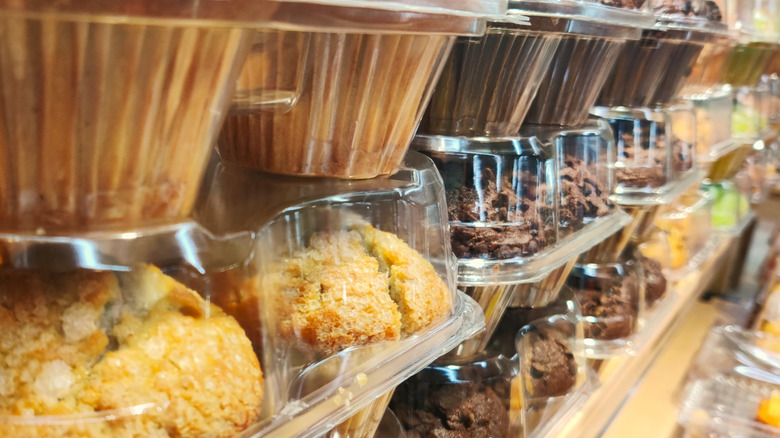 grocery store muffins in containers