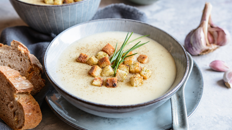 Creamy soup in a bowl