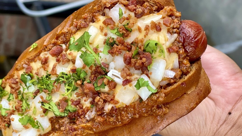 Dirt Dog chili hot dog