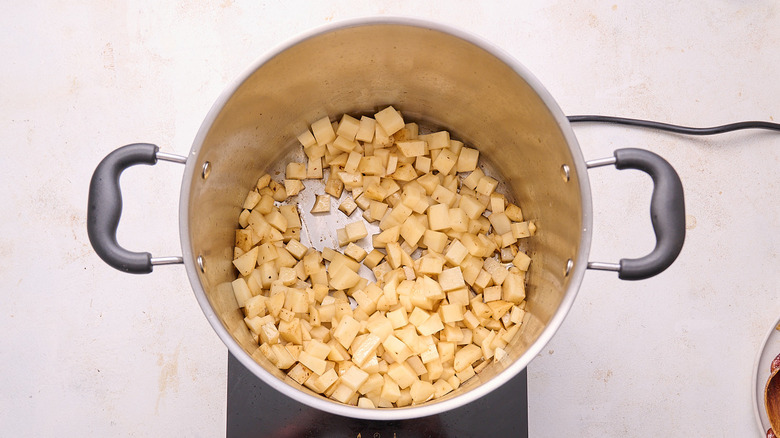 cooking potatoes in pot