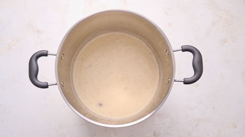 cream and sausage stirred into the soup