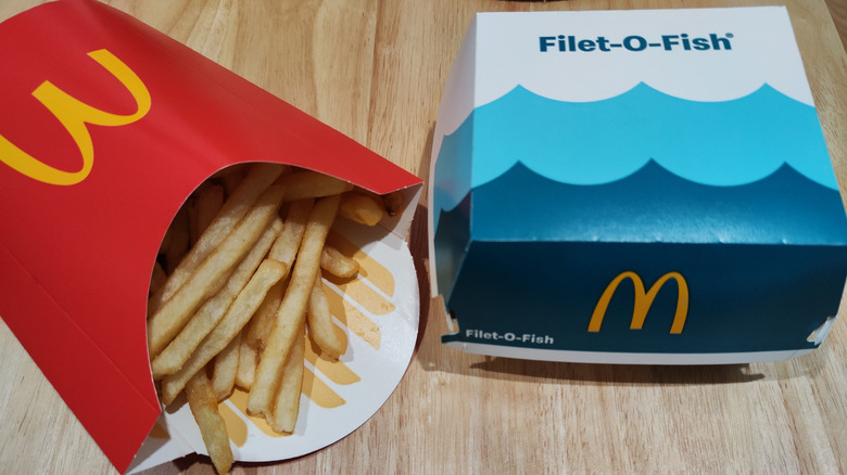 Filet-O-Fish box alongside McDonald's fries