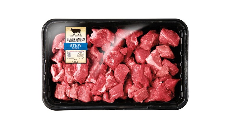 Package of Black Angus USDA Choice Beef Stew Meat from Aldi