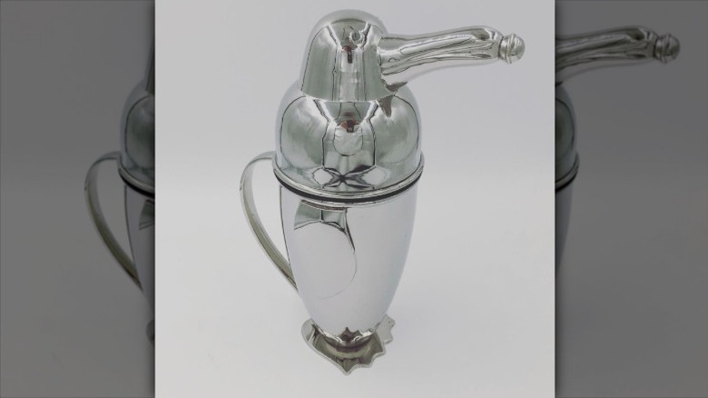 antique silver penguin cocktail shaker
