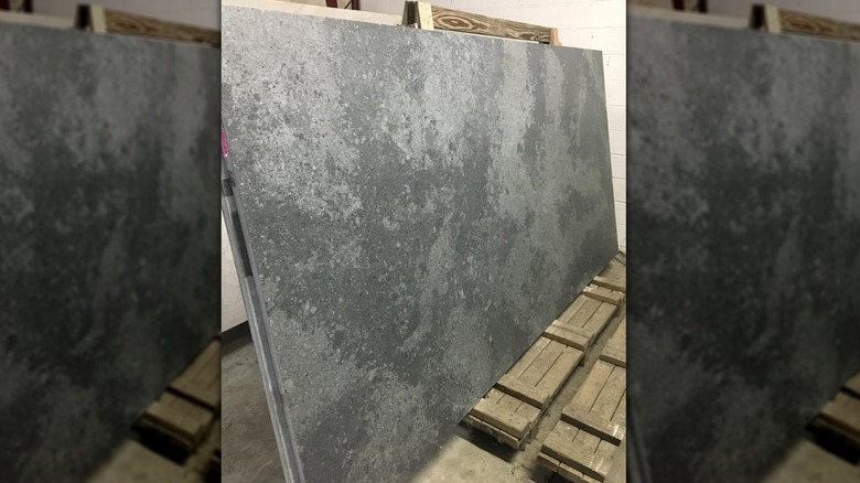 Close-up view of lava stone counter slab