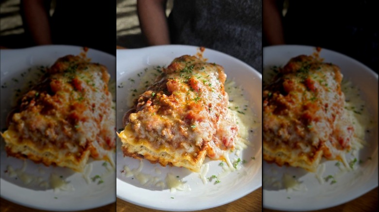 Customer photo of a plate of lasagna from Olive Garden.