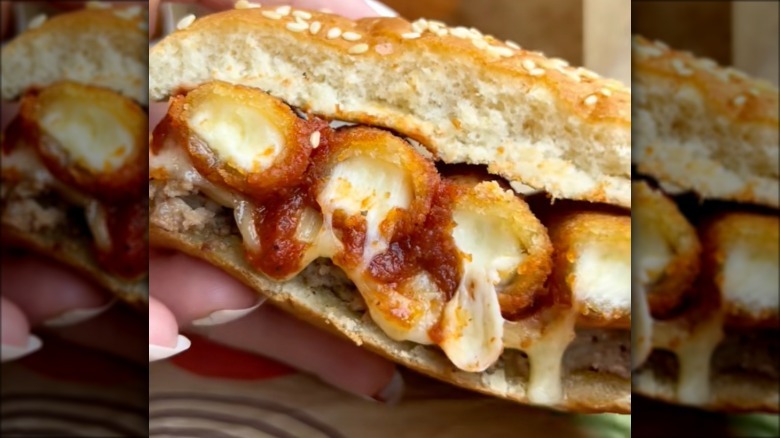 DIY marinara mozza stick Whopper cut in half