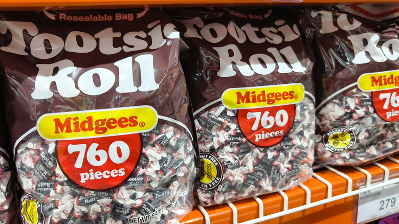 row of large tootsie roll bags