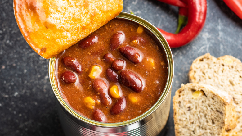 Chili con carne in a can