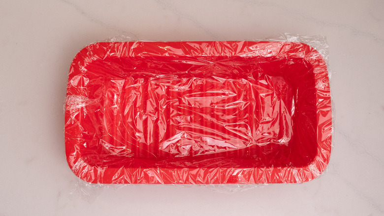 loaf tin covered in wrap